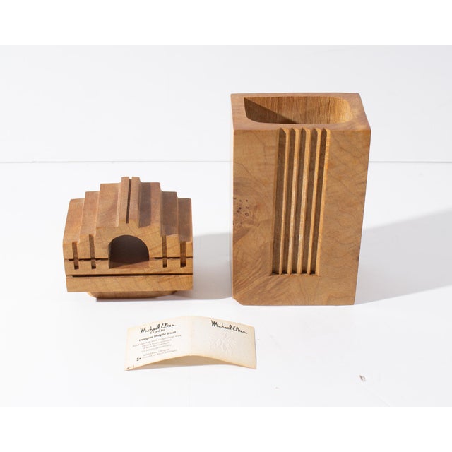 Late 20th Century “Castles” Burl Maple Wood Architectural Box by Michael Elkan For Sale - Image 5 of 8