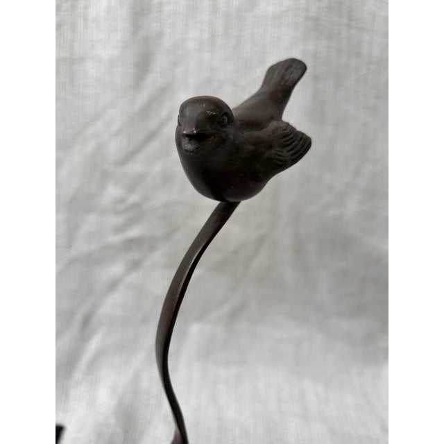 Vintage Bronze Birds on a Branch Marble Base Sculpture For Sale - Image 4 of 14