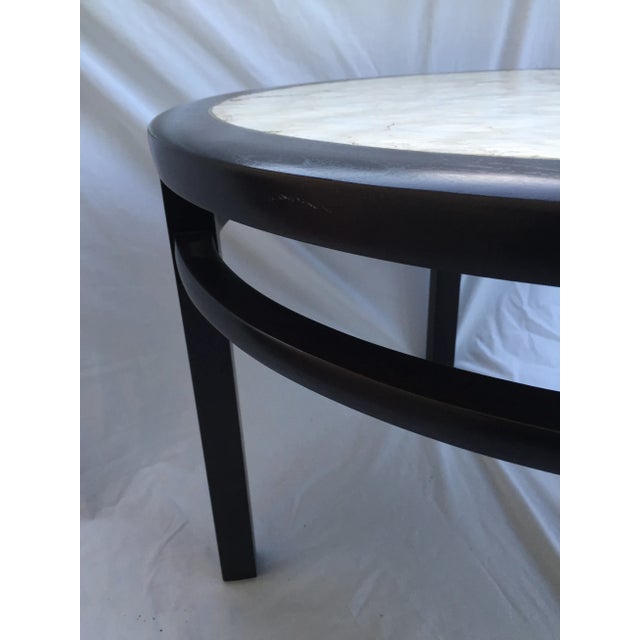 Wood Mid Century Capiz Shell Top Round Table For Sale - Image 7 of 9