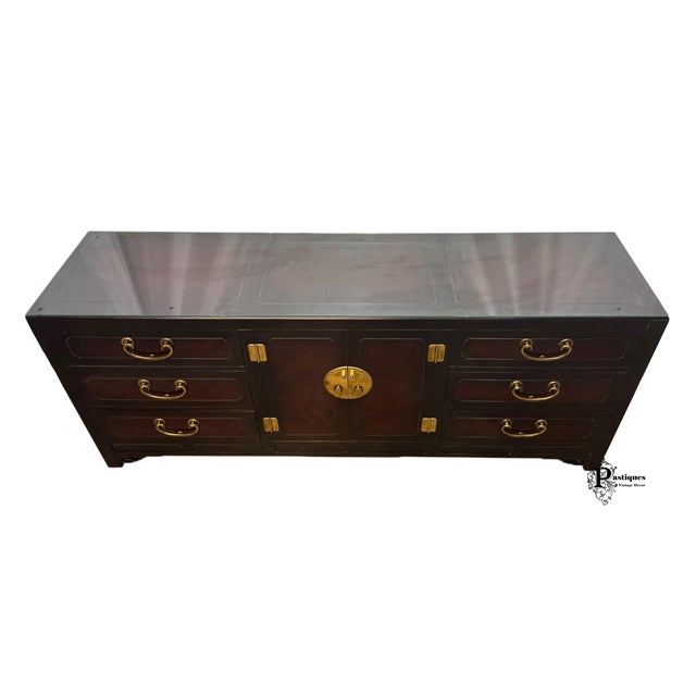 Chinoiserie Vintage Hickory White Chinoiserie Style Burl Wood & Lacquer Dresser & Mirror For Sale - Image 3 of 12
