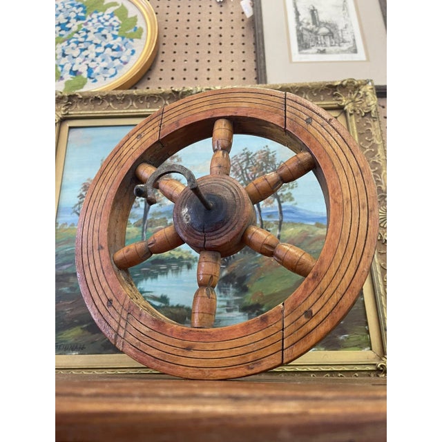 Vintage Mid Century Modern Wooden Spinning Wheel | Chairish