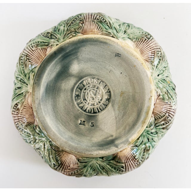 Ceramic Antique Majolica Shells & Seaweed Etruscan Bowl C1880. For Sale - Image 7 of 7