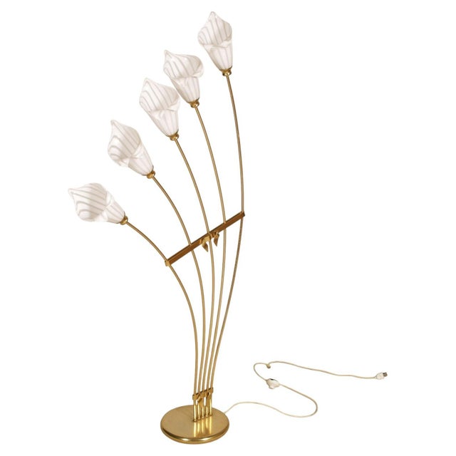 Monza Brass Floor Lamp with Murano Glass Shades by Angelo Lelli attributed Arredoluce, Italy, 1950s For Sale - Image 9 of 9