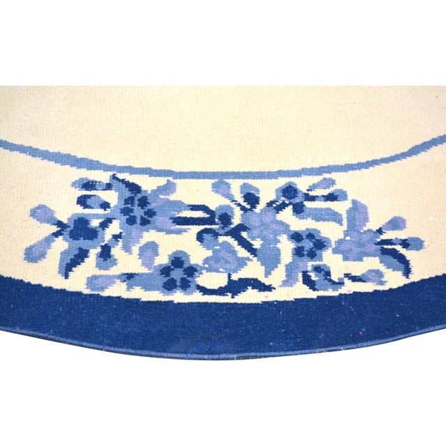 Art Deco Vintage Chinese Art Deco Hand Knotted Wool Rug, Round For Sale - Image 3 of 4