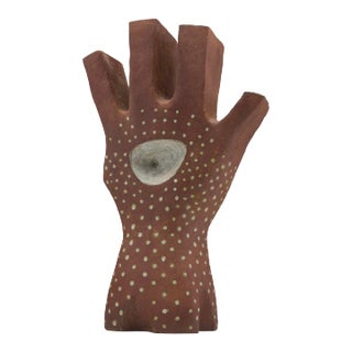 Leza McVey Surrealist "Eye in Hand" Ceramic Sculpture, 1977 For Sale