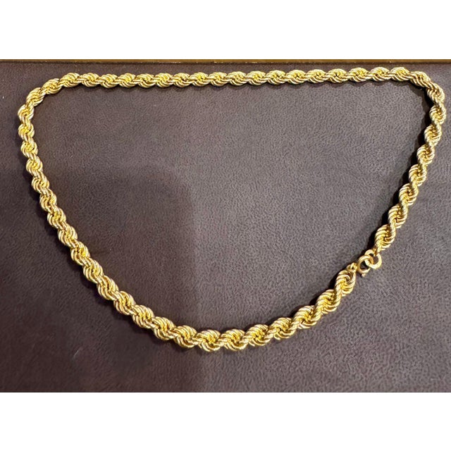 Metal Vintage 18 Karat Yellow Gold 17.8 Gm, Rope Chain, 6.30 mm Necklace, 17 " Long For Sale - Image 7 of 18