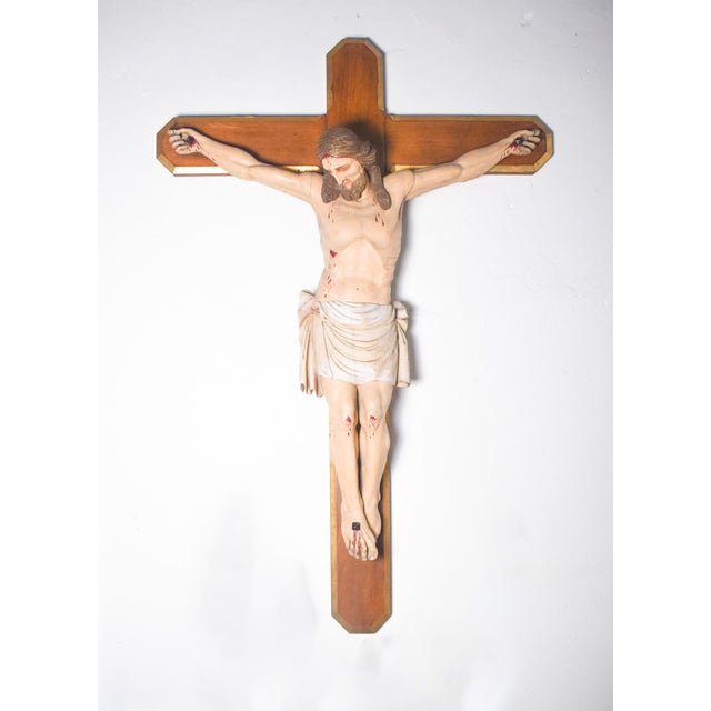 Large 18th-Century Wooden Crucifix For Sale - Image 11 of 11