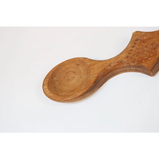Brown Vintage Rustic Welsh Hand-Carved Wooden Love Spoon For Sale - Image 8 of 11