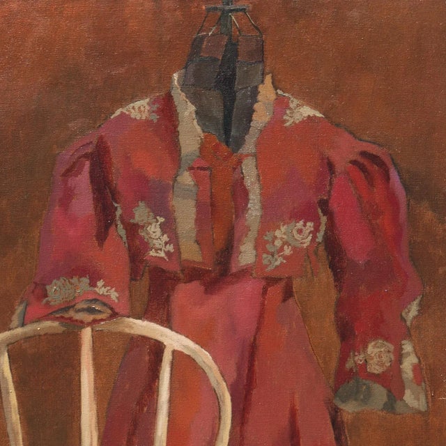 Textile Bentwood Chair, High-Waisted Dress', Post-Impressionist Oil by Jill Davenport For Sale - Image 7 of 11