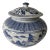 Mid 20th Century Chinese Blue and White Floral & Landscape Porcelain Lidded Urn For Sale
