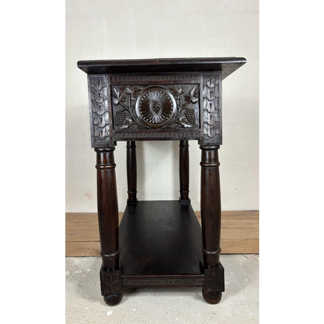 Brown 19th Century Spanish Carved Oak Console Table with Two Drawers For Sale - Image 8 of 9
