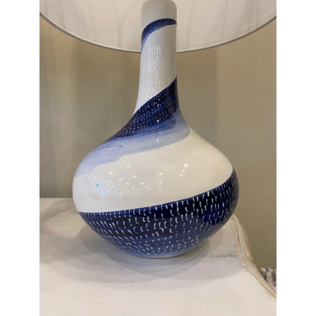 Blue and White Ceramic Lamps- a Pair For Sale - Image 4 of 10