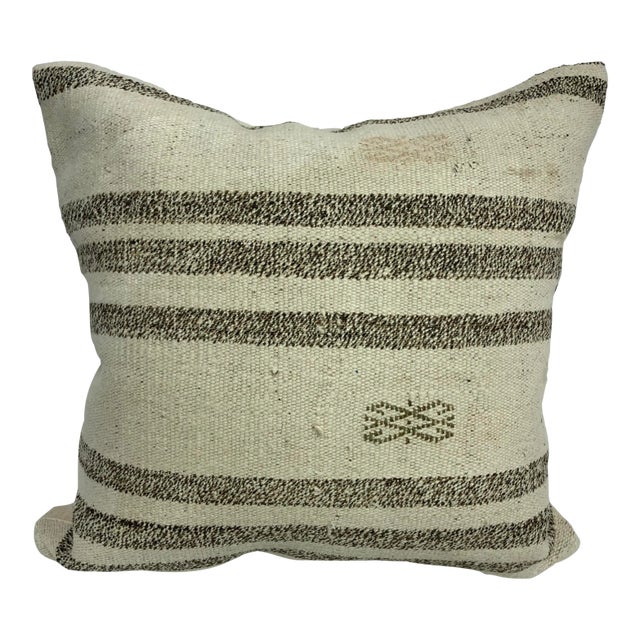 Turkish Organic Traditional Handwoven Kilim Pillow For Sale