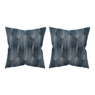 Stereo Indigo 22x22 Pillow, A Pair For Sale