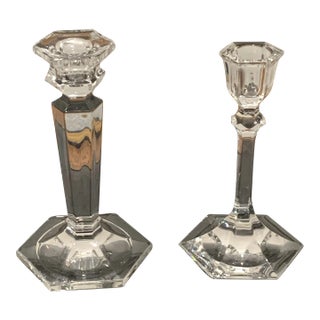 Pedestal Crystal Candle Holders - Set of 2 For Sale
