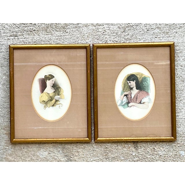 Vintage Portrait Engravings in Gilt Frames - Set of 2 For Sale - Image 4 of 16