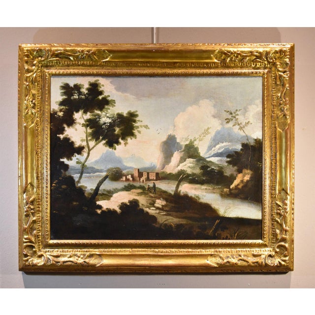 Circle of Marco Ricci, Landscapes, 1700, Oil on Canvases, Framed, Set of 2 For Sale - Image 4 of 18