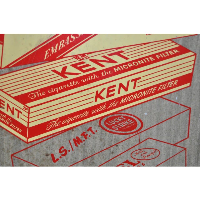 Vintage Cigarette Advertising Sign on Metal C.1950 For Sale - Image 4 of 6