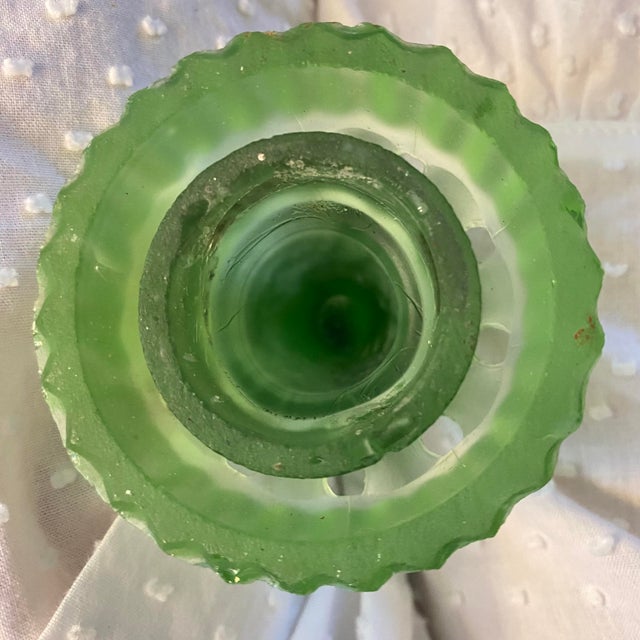 Glass Czech Green Glass Figure of Lady Flower Frog For Sale - Image 7 of 11