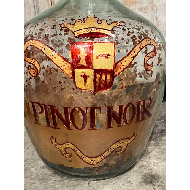 1900 - 1909 Hand Painted Antique Demi John Bottle From Normandy, France, ‘Pinot Noir’, Original Crate For Sale - Image 5 of 11