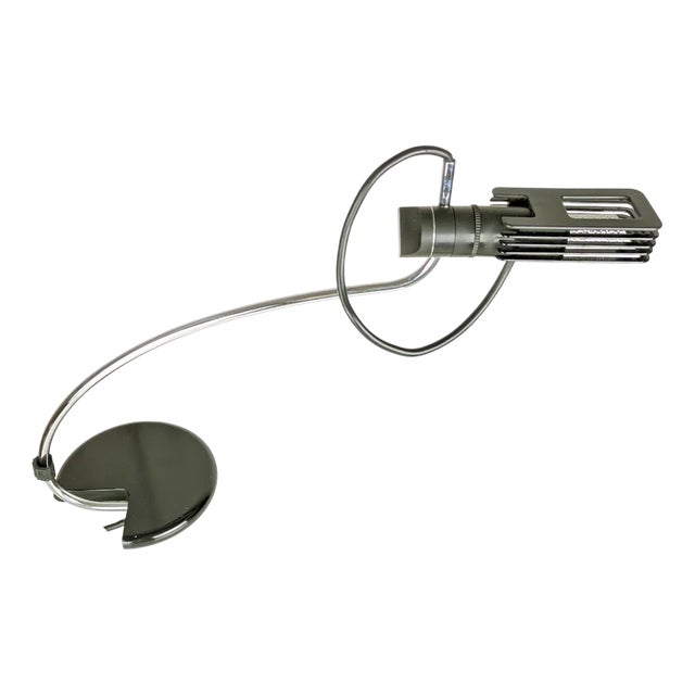 Alogena Adjustable Table Lamp in Black Plastic and Chrome Plated Metal by B. Gecchelin for Oluce, 1970s For Sale