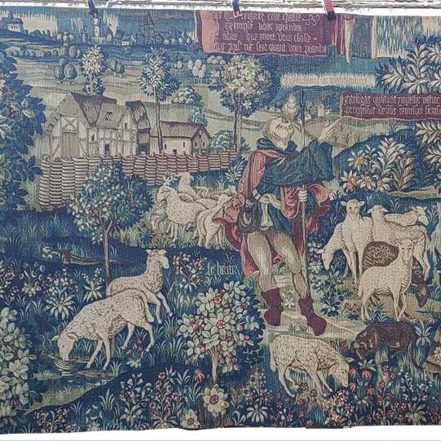 1940s Medieval Style Tapestry With Latin Inscriptions For Sale