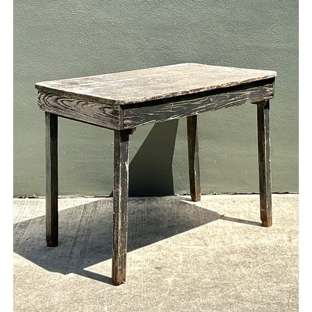 Dark Gray Vintage Farmhouse Style Wood Table For Sale - Image 8 of 14