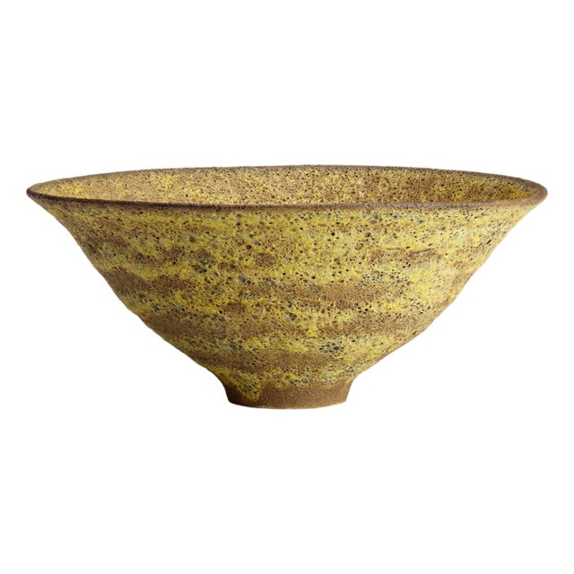 Gertrud and Otto Natzler Important Large Sulphur Crater Bowl 1959 For Sale
