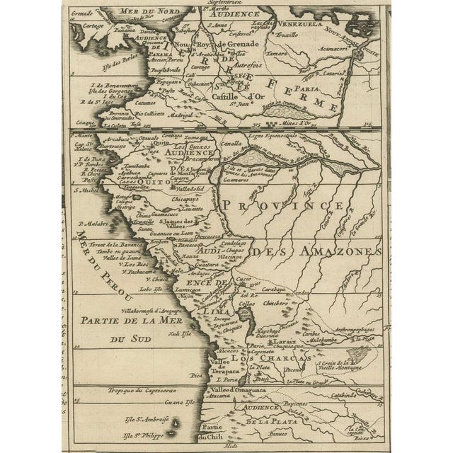 Gold Antique Map of Peru Lima by Henri Abraham Chatelain, 1719 For Sale - Image 8 of 10