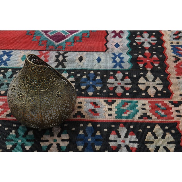 1970s Vintage Turkish Hand-Knotted Wool Cotton Red Area Rug For Sale - Image 10 of 12