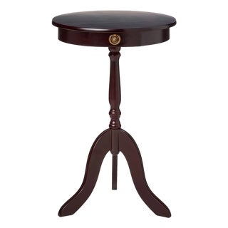 Vintage Round Sturdy Wood End Table For Sale