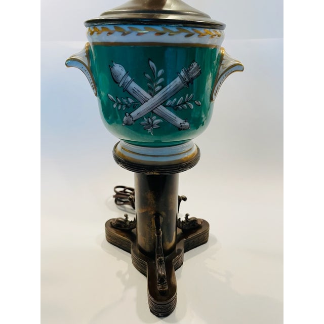 1920s Art Nouveau Porcelain Jardinieres Table Lamps Decorated Bronze Dolphins For Sale In Los Angeles - Image 6 of 14