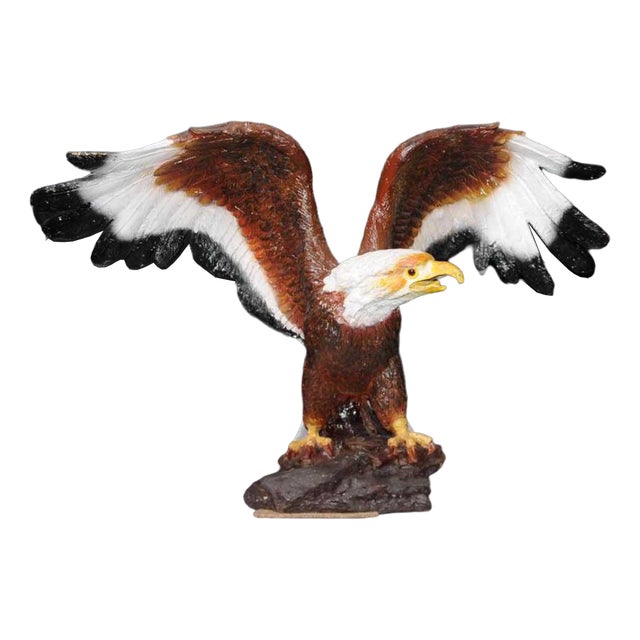 Coloured Bronze American Golden Eagle Statue For Sale