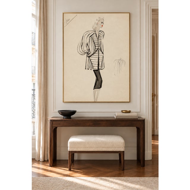 Art Deco Vintage French Fashion Art Print – Black and White Fashion Illustration, 30" X 40" For Sale - Image 3 of 8