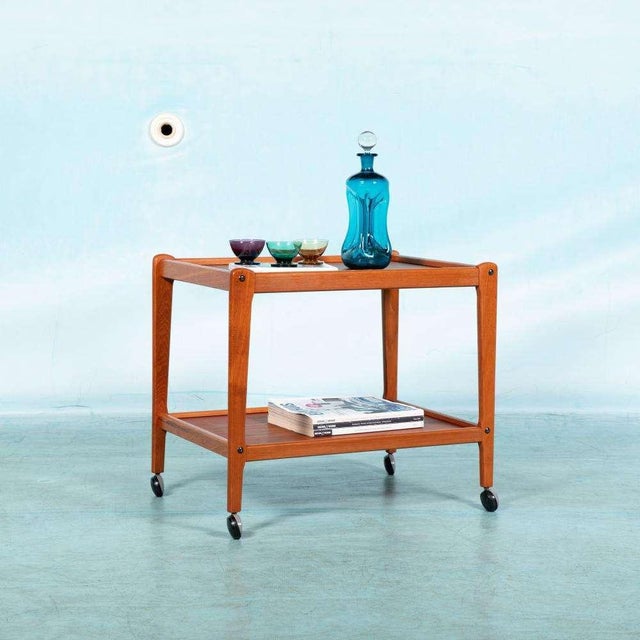 Vintage Serving Trolley in Teak For Sale - Image 3 of 15