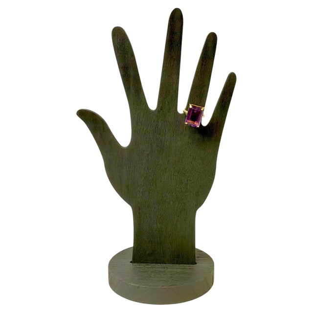 14k Yellow Gold and Amethyst Cocktail Ring Vintage For Sale - Image 9 of 10