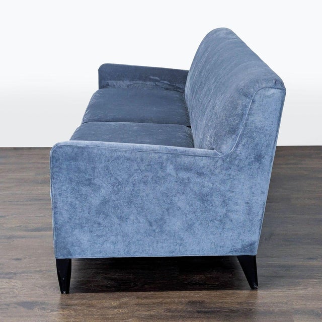 Modern Mitchell Gold + Bob Williams 3-Seat Blue Velvet Sofa For Sale - Image 3 of 7