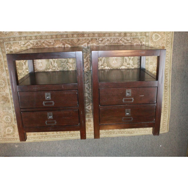 Campaign Style Pottery Barn Rhys End Tables a Pair Chairish