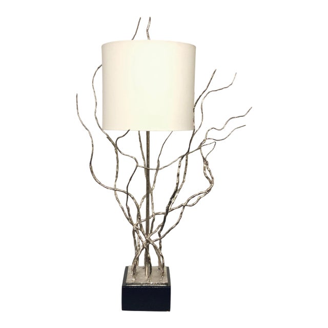 John Richard Modern Silver Finished Metal Sapling Table Lamp For Sale