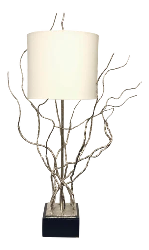 John Richard Modern Silver Finished Metal Sapling Table Lamp
