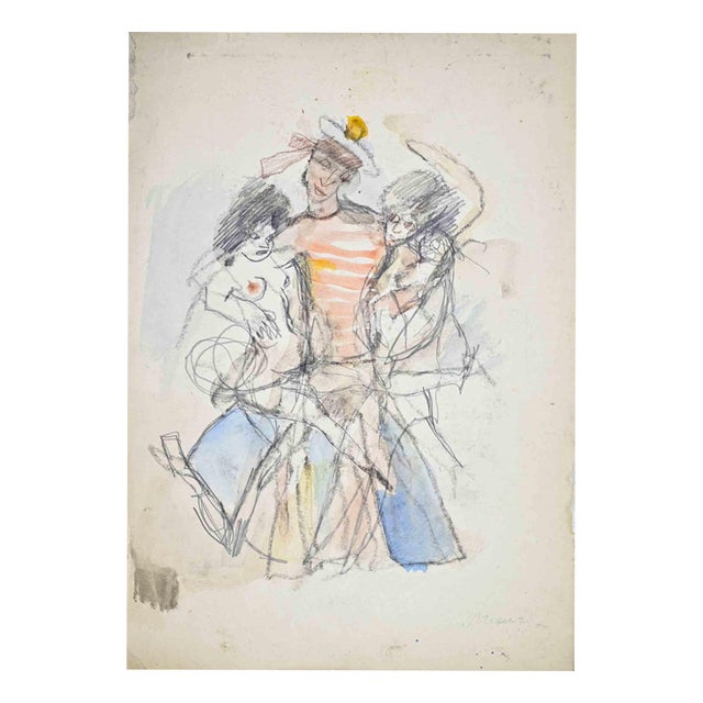 Mino Maccari, The Sailor, 1960s, Charcoal For Sale
