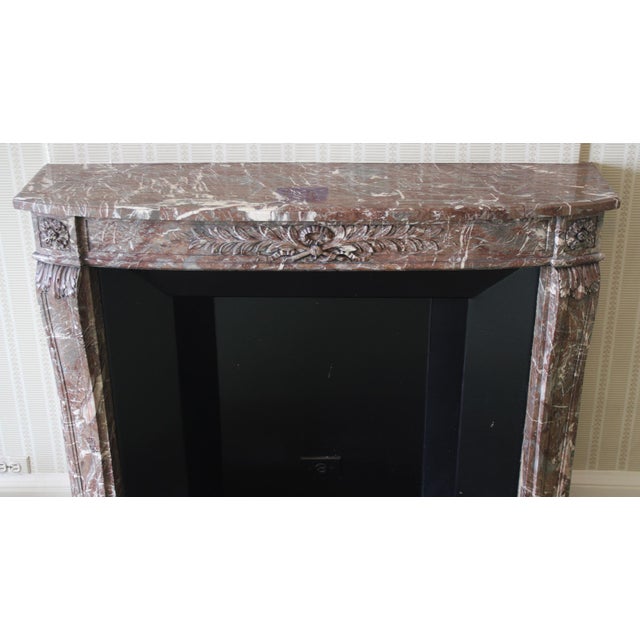Stone Waldorf Astoria Brown Louis XVI Regency Marble Mantel For Sale - Image 7 of 9
