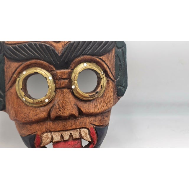 Vintage Indonesian Wooden Mask Sculpture, 1970s For Sale - Image 3 of 8