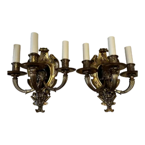 Pair of 1910s Cast Bronze Caldwell Baroque Wall Sconces