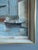 Textile 1953 Mid-Century Modern 'Harbour at Rest' Vintage Original Swedish Expressive Seascape Oil Painting, Framed For Sale - Image 7 of 11