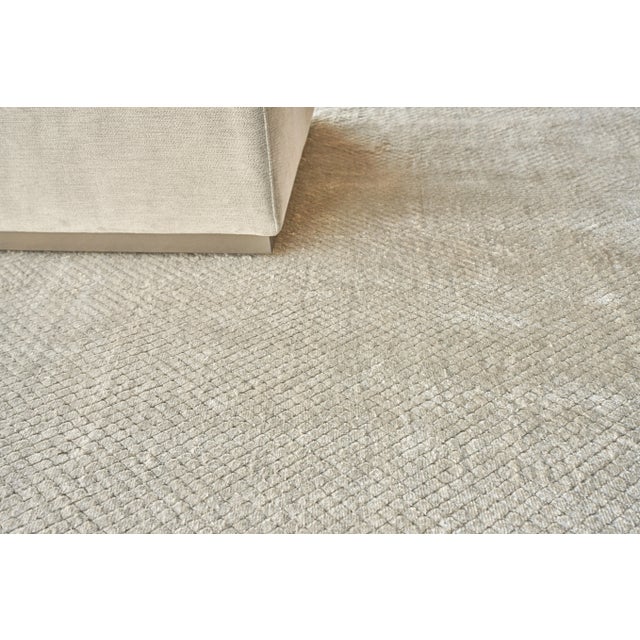 2020s Exquisite Rugs Pearl Handmade Bamboo Silk & Cotton Light Beige Rug-9'X12' For Sale - Image 5 of 7