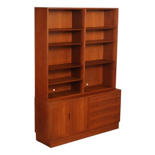 Danish Modern Teak Bookcase Hutch For Sale