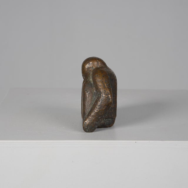 LN, Sculpture of a Crouching Male Figure, 1980s, Bronze For Sale - Image 3 of 11