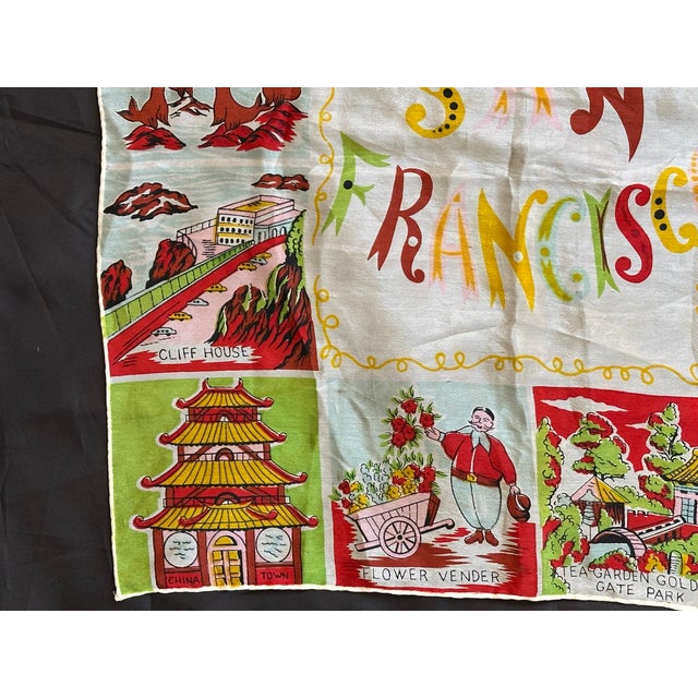 1960s Carl Tait San Francisco Landmarks Vintage Silk Textile Panel For Sale - Image 5 of 10