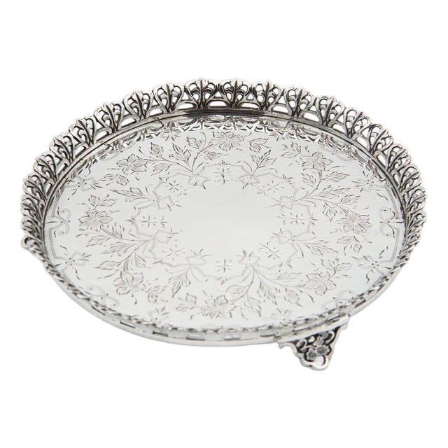 Circular Silver Ticket Holder with Grate For Sale